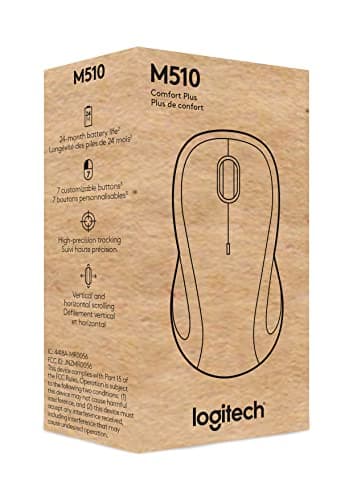 Logitech M510 Full Size Ambidextrous 2.4 GHz Wireless Mouse — view 7