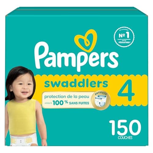 Pampers Swaddlers Diapers, Size 4 (15-34 lbs), 150 Count, Absorbent, Keeps Baby Dry and Comfortable, Skin Safe Disposable Baby Diaper