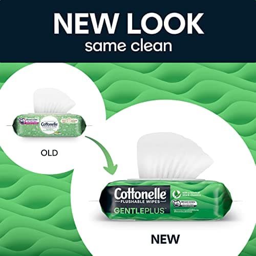 Cottonelle GentlePlus Flushable Wet Wipes with Aloe & Vitamin E, Adult Wet Wipes, 1 Flip-Top Pack, 42 Wipes per Pack (42 Total Flushable Wipes)
