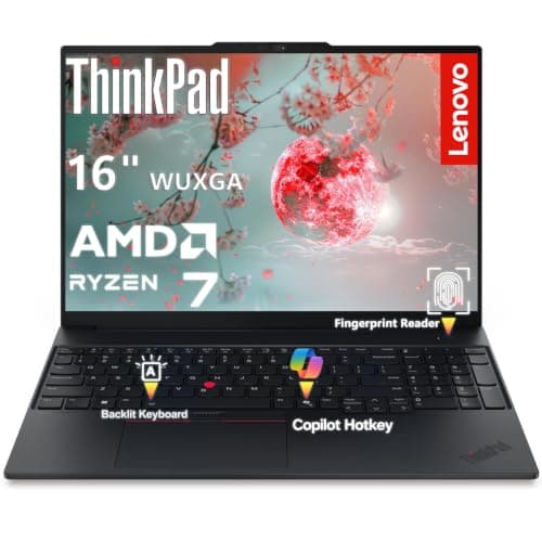 Lenovo ThinkPad E16 Gen 2 Laptop, 8-Core AMD Ryzen 7 7735HS, 16GB DDR5 RAM, 512GB PCIe SSD, 16" WUXGA Display, WiFi 6E, Backlit Keyboard, Fingerprint Reader, Windows 11 Pro, Business Laptop