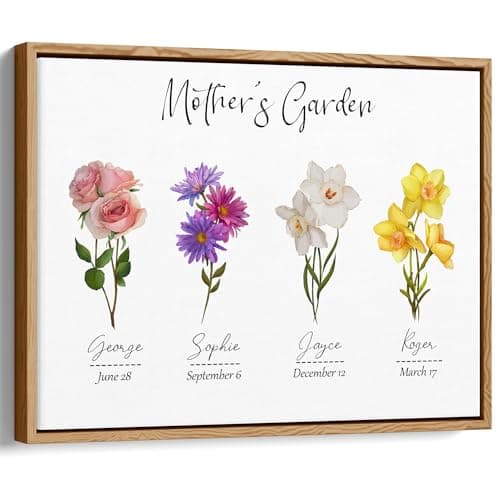 Mothers Day Gifts - Unique Gifts for Mom from Daughter Son with Birth Month Flowers and Names - Anniversary Christmas Birthday Gifts for Mom Grandma - Gift Wrapping Available — view 4