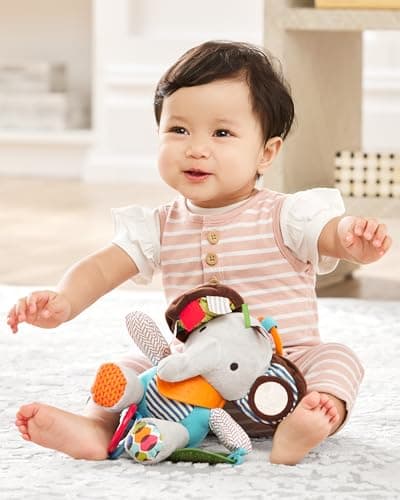 Skip Hop Bandana Buddies Baby Activity and Teething Toy with Multi-Sensory Rattle and Textures, Elephant — view 3
