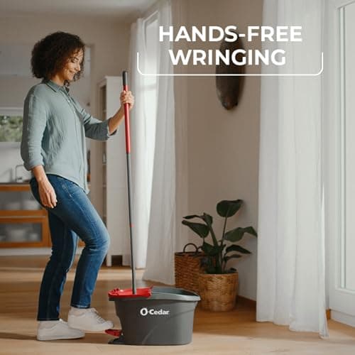 O-Cedar EasyWring Microfiber Spin Mop, Bucket Floor Cleaning System, Red, Gray, Standard — view 4