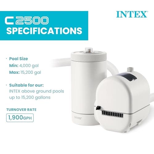 INTEX C2500 Krystal Clear Cartridge Filter Pump for Above Ground Pools: 2500 GPH Pump Flow Rate – Improved Circulation and Filtration – Easy Installation – Improved Water Clarity – Easy-to-Clean — view 2
