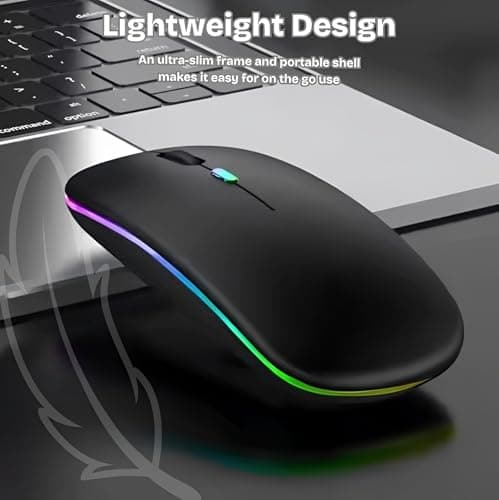 Nexurion Wireless Mouse for Laptop & PC – Magic, Bluetooth, Rechargeable USB-C, Slim Design with RGB Backlight, Dual Mode 2.4GHz for MacBook, iPad (Jet Black) — view 2