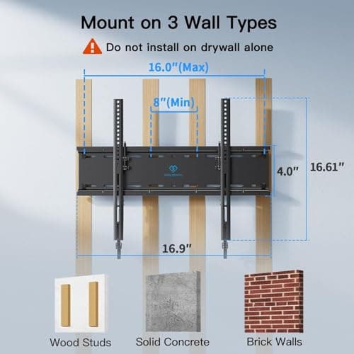 PERLESMITH Tilting TV Wall Mount for 23-60 Inch Flat Curved TVs, Low Profile Tilt TV Mount up to 115 lbs, Wall Mount Bracket Fits 8″/16” Wood Studs, Max VESA 400x400mm, PSMTK1 — view 5