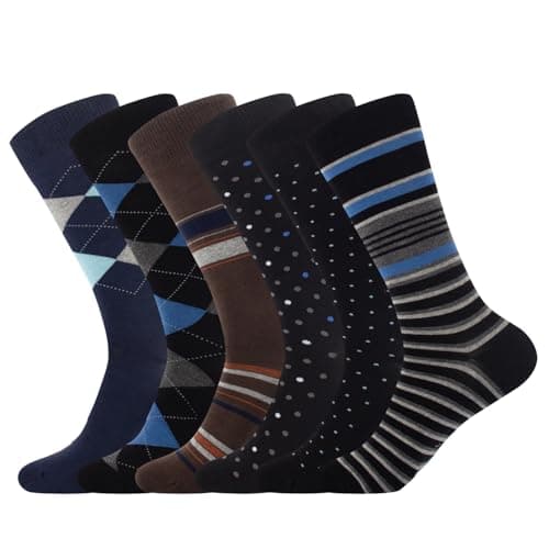 7DayOtter Modal Odor Resistant Cotton Business Dress Men's Crew Socks 6 Pack