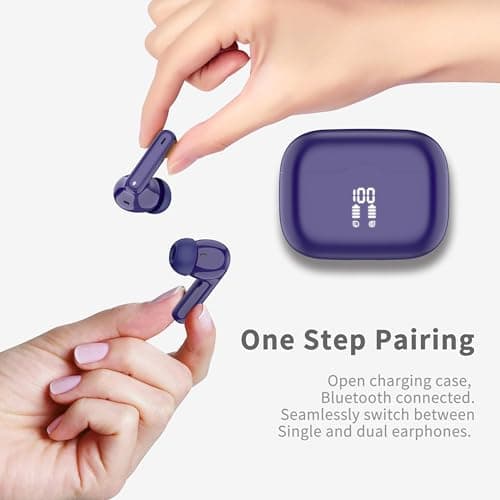 Wireless Earbuds, 2026 Bluetooth Ear Buds 5.4 Mini HiFi Stereo with 4 ENC Noise Cancelling Mics Wireless Headphones, in Ear Earphones 40H IP7 Waterproof, USB C, Bluetooth Earbuds for Sports, Gym, Blue — view 2