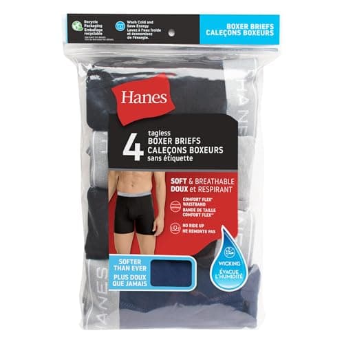 Hanes mens 4 Pack boxer briefs, Black/Grey, Large US — view 7