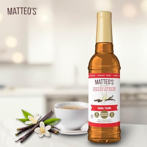 Matteo's Barista Style Sugar Free Coffee Syrup - Zero Calories Keto-Friendly Coffee Syrups & Flavors - USA-Made Kosher Sugar Free Coffee Flavoring Syrup For Home & Work (Vanilla, 25.4 Oz, 1-pk) — view 5