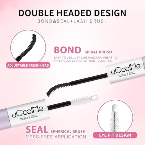 uCoolMe Lash Bond and Seal Waterproof 10ML for Lash Clusters 144Hours SuperStrong Long-Lasting Non-Irritating Eyelash Glue for DIY at Home(Black,10ML) — view 3