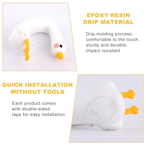 Fukaisu 4pcs Resin Desk Goose Figurines for Computer Monitor Decor, Cute Mini Goose Statue for Desk Car Dashboard TV Pc Photo Frame Office Decoration Accessories — view 4