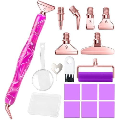 RaySoar Diamond Art Pens Diamond Art Tools Painting Pen with Screw Metal Tips Multi-Placer Tool Accessories for Adults Gem Rhinestone Picker Stylus Purple