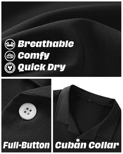 HMIYA Mens Shirts Hawaiian Short Sleeve Button Up Shirt Men Beach Vacation Casual Summer Chemise Homme Solid Color Black — view 4