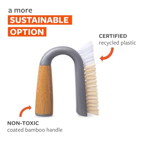 Full Circle Grunge Buster, Grout & Tile Scrub Brush, Recycled Materials, Tough & Durable, Grey — view 3