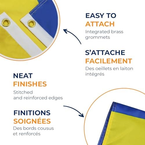 AZ FLAG - Ukraine Flag - 150x90 Cm - 100D Polyester Ukrainian Banner with Two Metal Grommets - Fade Resistant - Vivid Colors - 3' x 5' Feet - 3x5 Ft — view 3