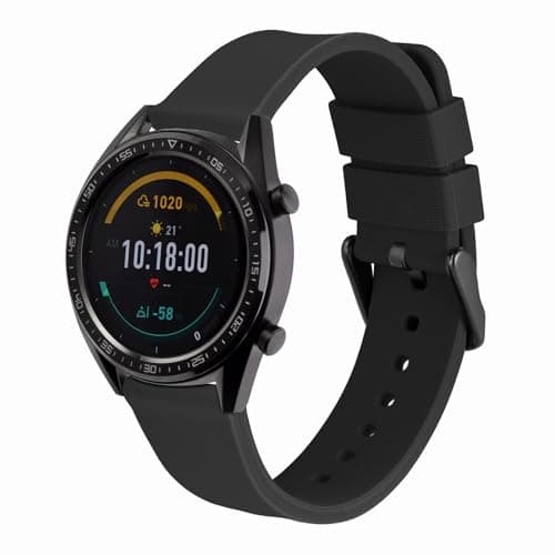 WOCCI 16mm Silicone Watch Band, Quick Release Rubber Replacement Strap with Black Stainless Steel Buckle (Black) — view 7