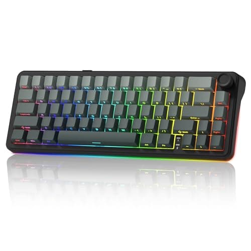 womier L65 60% Mechanical Keyboard Wireless with Knob, Black Gaming Keyboard 4000mAh Battery, Tri Mode USB-C/BT5.0/2.4G Gasket Mounted Key Board RGB Hot Swappable with Gradient keycaps-Linear Switch