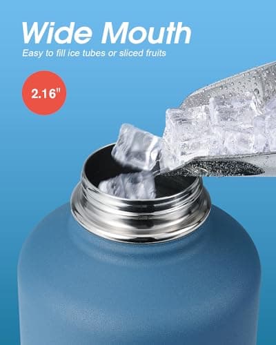 Coolflask Half Gallon Water Bottle Insulated with Straw & 3 Leakproof Lids — view 3