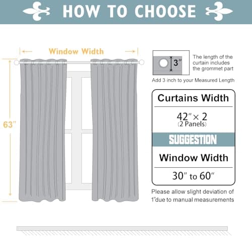 ChrisDowa Grommet Blackout Curtains for Bedroom and Living Room - 2 Panels Set Thermal Insulated Room Darkening Curtains (Dark Grey, 42 x 63 Inch) — view 5