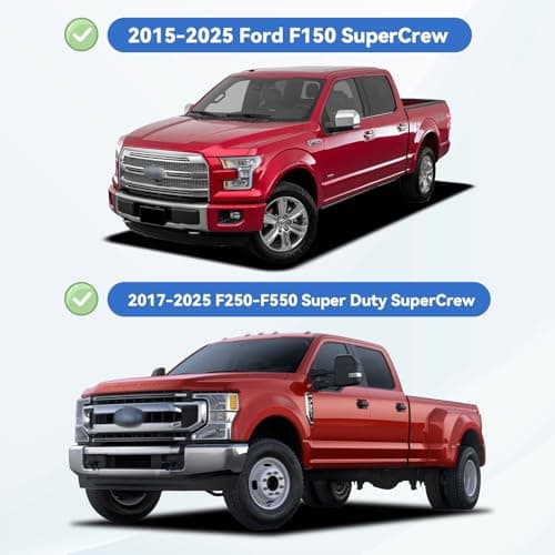 YQAUTEC Window Visors Rain Guards for 2015-2026 Ford F150 SuperCrew & 2017-2026 F-150 Raptor F250 F350 F450 F550 Super Duty Crew Cab, Out-Channel Window Vent Deflectors Visors Shades Protectors — view 2