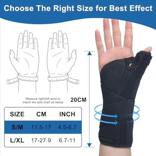 NuCamper Carpal Tunnel Wrist Brace with Thumb Support, Thumb Spica Splint for Tendonitis, De Quervains Tenosynovitis, Trigger Thumb, Arthritis Pain Relief for Men Women - Right Hand, S/M — view 5