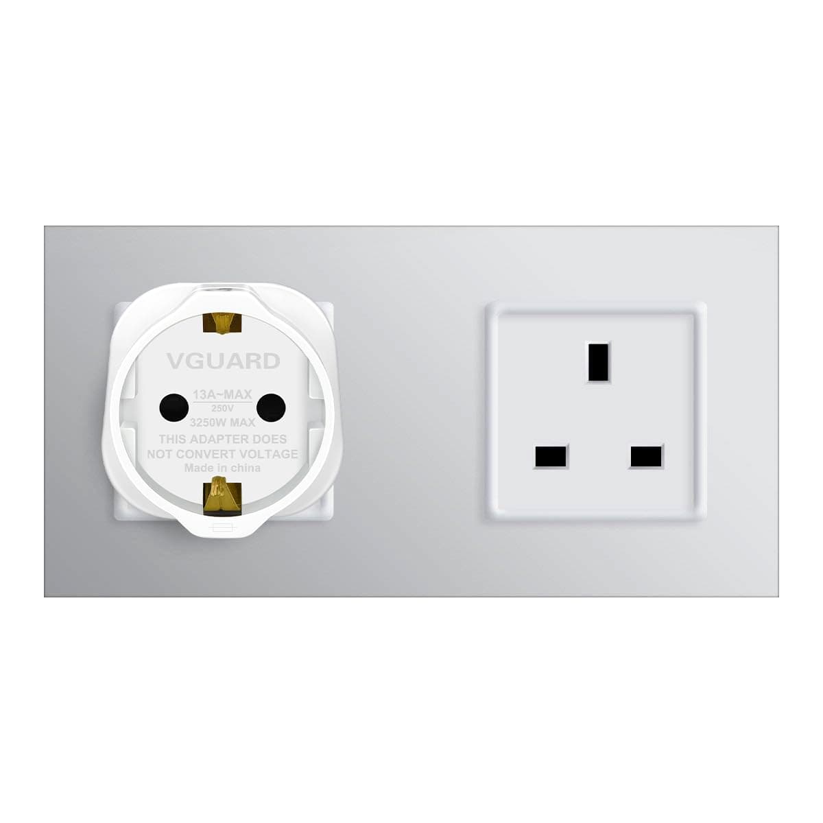 VGUARD European to UK Plug Adaptor, BS8546 Certified Travel Adapter 2-Pin to 3-Pin, EU Schuko to UK Plug with 13A Fuse for Europe French Spanish German Turkish to UK Socket, 1 Pack - White — view 7