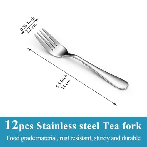 Cake Forks Set of 12, Berglander Stainless Steel 14cm Dessert Fork for Cocktail, Dessert, Cake, Tea, Fruit, Cheese, Appetizer Small Forks for Party, Hotel, Restaurant, Cafes Dishwasher Safe