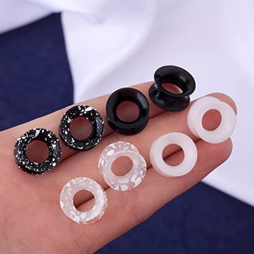 OUFER 8PCS Silicone Ear Gauges Flexible Ear Tunnels Plugs Stretchers Expander Double Flared Flesh Ear Piercing Jewelry for Women Men — view 3