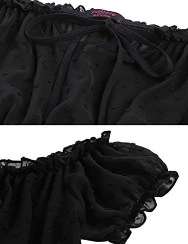 Avidlove 2Pcs Cute & Sexy Chiffon Lingerie Set Polka Dot Transparent Bra and Thongs Set Black — view 2