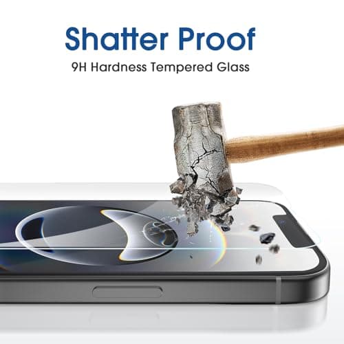 amFilm Auto-Alignment OneTouch for iPhone 17e / iPhone 16e [6.1''] Screen Protector + Camera Lens Protector, Tempered Glass, 30 Seconds Installation, Bubble Free, Case Friendly, Anti-Scratch [2+2 Pack] — view 3