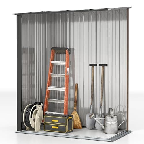 Outsunny 5' x 3' Outdoor Storage Shed, Steel Garden Shed with Single Lockable Door and Gloves, Tool Storage House for Backyard, Patio, Lawn, Brown — view 5
