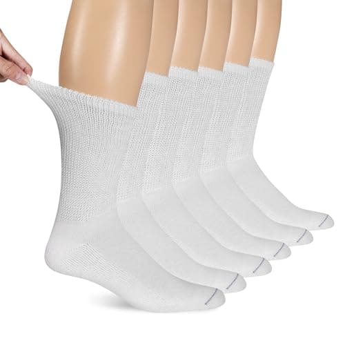 Dr. Scholl's Mens Diabetes & Circulator - 4 6 Pair Packs Non-binding Comfort And Moisture Management Sock, White, 7-12 US