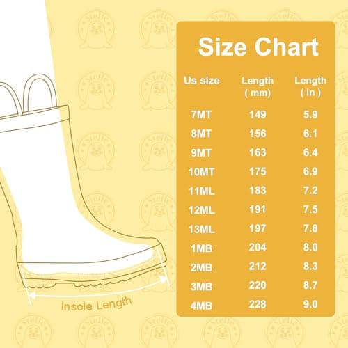 STELLE Toddler Rain Boots Natural Rubber Rainboots Kids Girls Boys Waterproof Easy On Handles Non-Slip Sole(Navy,8MT-CA) — view 5