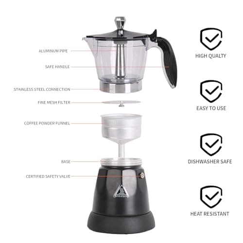 LAOION Cuban Coffee Maker, 6 or 3cup Electric Espresso Coffee Maker — view 2