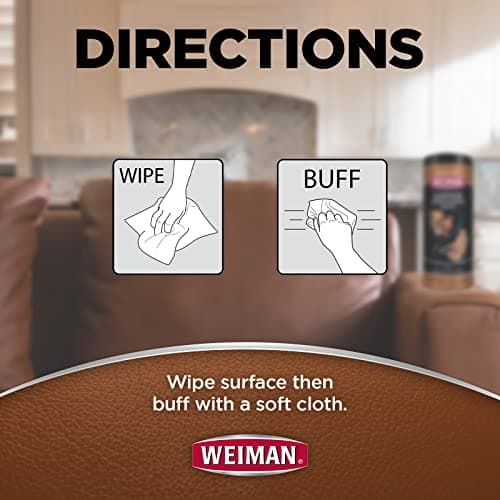 Weiman Leather Wipes - 2 Pack with Microfiber Cloth - Clean Condition UV Protection Help Prevent Cracking or Fading of Leather Couches Car Seats Shoes — view 3