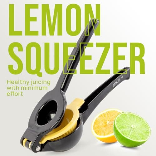 Zulay Kitchen Metal 2-in-1 Lemon Squeezer - Sturdy Max Extraction Hand Juicer Lemon Squeezer Gets Every Last Drop - Easy to Clean Manual Citrus Juicer - Easy-Use Lemon Juicer Squeezer - Black/Yellow — view 6