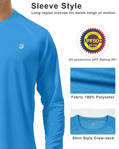 Roadbox Mens UPF 50+ UV Sun Protection Shirts Outdoor Long Sleeve SPF Diving Rash Guard for Fishing Hiking Swimming — view 3