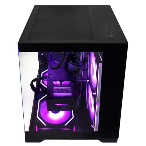 HELLOLAND Gaming PC | AMD Ryzen 7 7800X3D & RTX 5060 8GB | 32GB DDR5 6000MHz RAM | 2TB SSD | PSU 650W | WiFi & BT | 240mm Liquid Cooler & ARGB Fans with Software| Windows 11 | Black Desktop Computer — view 5