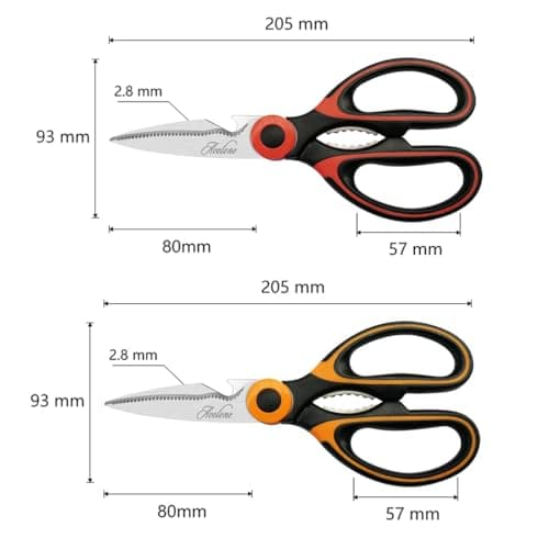 Acelone Kitchen Shears 2-Pack, Heavy Duty Stainless Steel Kitchen Scissors, One for Meat Poultry & BBQ Cutting, One for Vegetable & Herb Slicing, Dishwasher Safe All Purpose Cooking Utility Scissors — view 4
