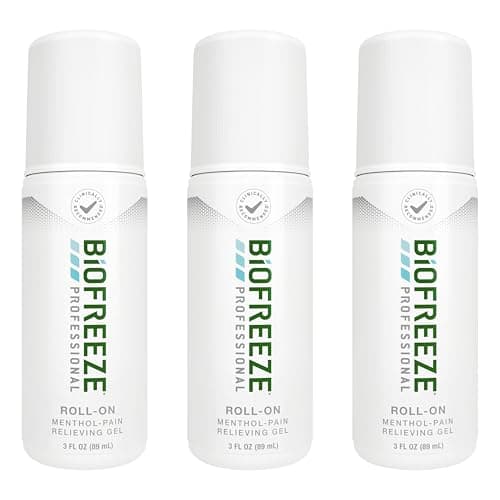 Biofreeze Professional Pain Relief Roll On, Travel Size Arthritis Discomfort Reliever, Fast Acting & Long Lasting Formula, Cooling Menthol Gel 3 Fl Oz (Pack of 3)