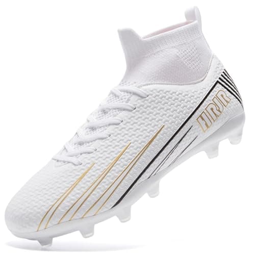 HRJR Mens Soccer Cleats Football Cleats Turf Athletic Sneaker White 7