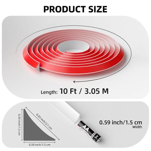 JSIWOTH 10Ft Quarter Round Trim L-Shaped Bendable Silicone Self-Adhesive Peel and Stick Molding for Floor Edge, Wall Corner, Stairs, Cabinet & Tub, White — view 3