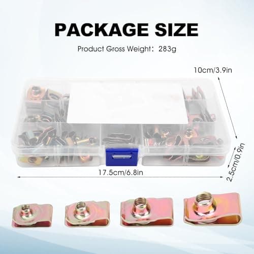 KIMISS 60Pcs U Nut Clip Kit, Stainless Steel U Nuts Clamp Set M4 M5 M6 M8 U Nuts Set for Car Motorcycle Automotive Clips — view 4