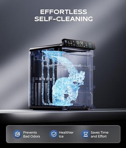 ecozy Smart Nugget Ice Maker Countertop, First Full-Color Smart Panel Ice Machine with APP Control, Double-Layer Insulation, 44 lbs/24H Soft Pellet Chewable Ice, Pull-Out Water Tank, Self-Cleaning — view 6
