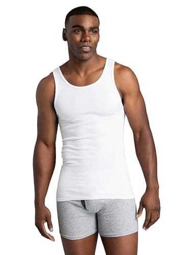 Fruit of the Loom Men's Tag-Free Tank A-Shirt, 6 Pack-White, Large — view 4