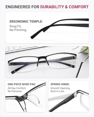 4PCSFashion Anti-blue light Reading Glasses Quality Readers for Men Women(2.5X) — view 5
