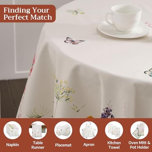 Maison d' Hermine Table Cloth Round Table 100% Cotton 69 Round Inches Tablecloth Reusable Decorative for Dining Kitchen Room Farmhouse Party Home Hotel Restaurant Spring Summer - Botanical Fresh — view 3