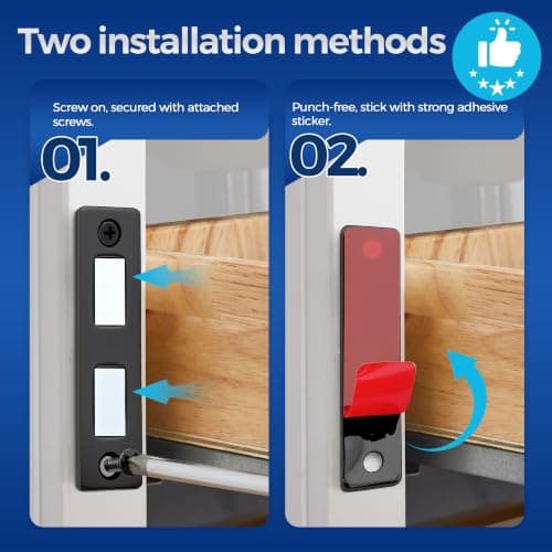Magnetic Door Catch, 2 Pack Adhesive Cabinet Magnets for Closure, Black — view 4
