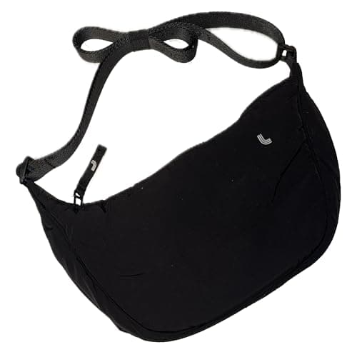 Lolë Woman Crossbody Bag, Adjustable Shoulder Strap, Recycled Nylon, Lightweight Travel Purse, One Size (Black)